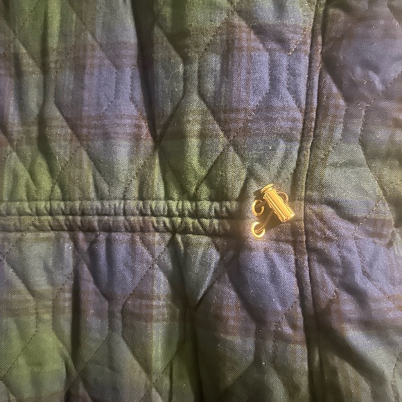 Croft & Barrow Tartan Plaid Green Blue Quilted Vest Slash Pockets Adj Back Sz L - Picture 8 of 9